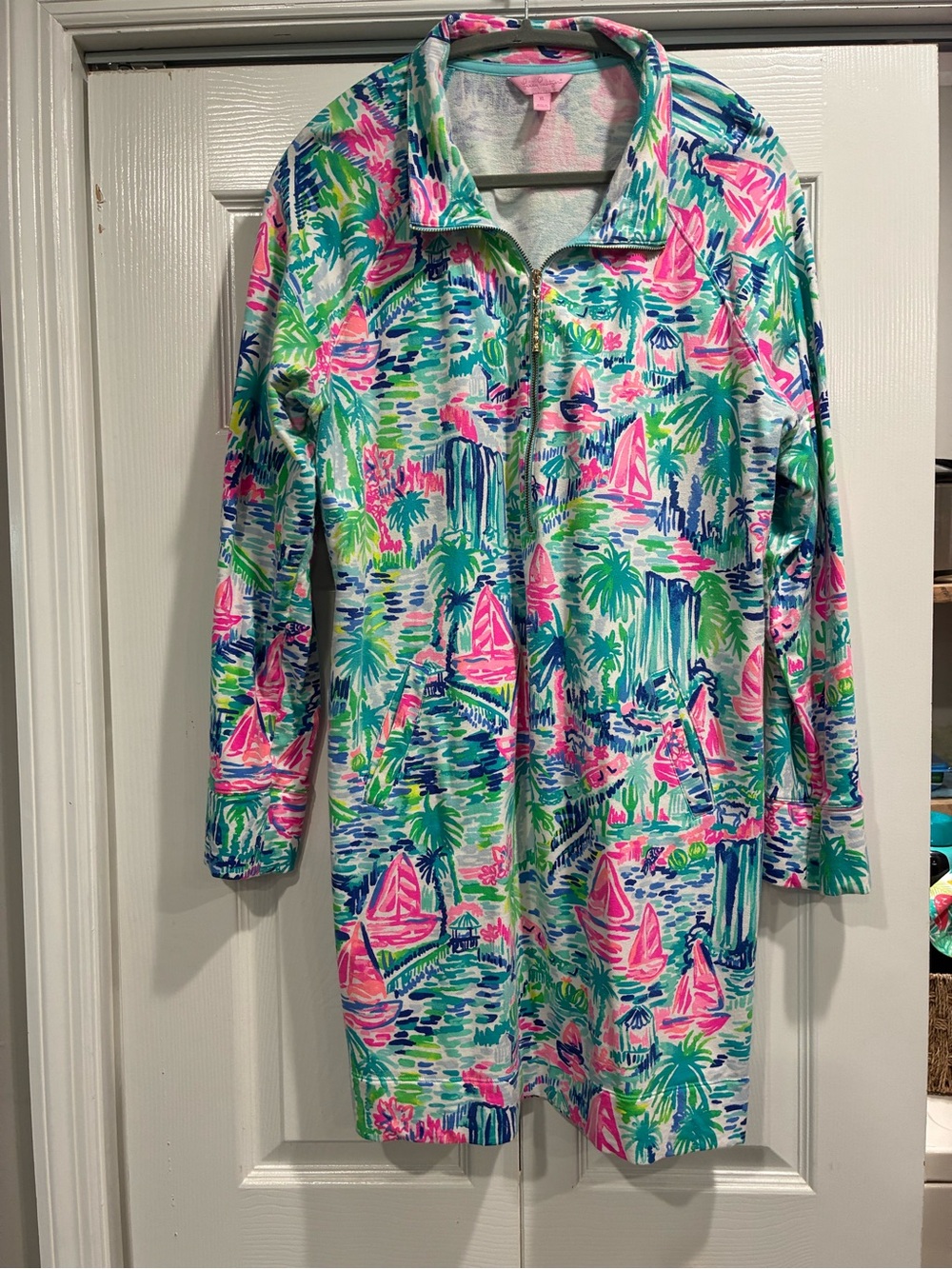 Lilly Pulitzer UPF Quarter Zip Skipper Popover Dress | XL